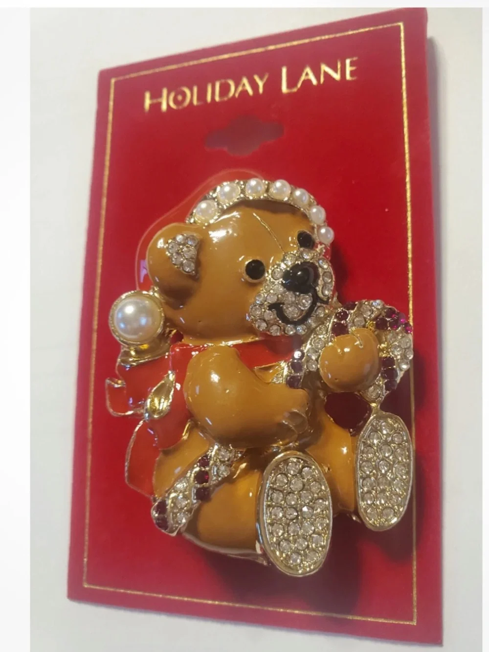 Holiday Lane Santa Teddy Bear Brooch - Picture 6 of 6